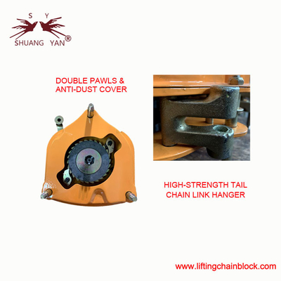 19.6kN Vital Double Ratchet Pawls Manual Chain Block Hoist 2000 kg con G80 Catena di carico in acciaio in lega